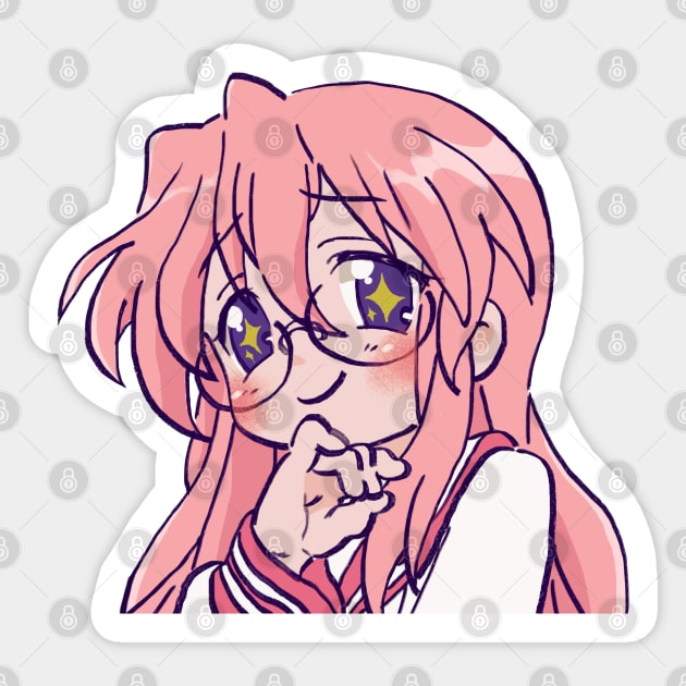 pink pastel starry eyed takara miyuki / lucky star Sticker by mudwizard